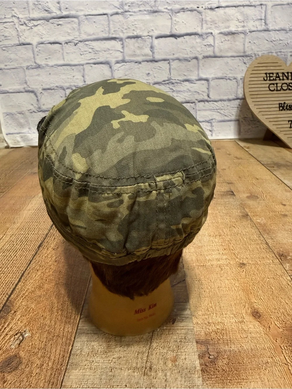 Camo Cadet Hat Cap Beaded Cross Patch Military Style Women's One Size Women's ca